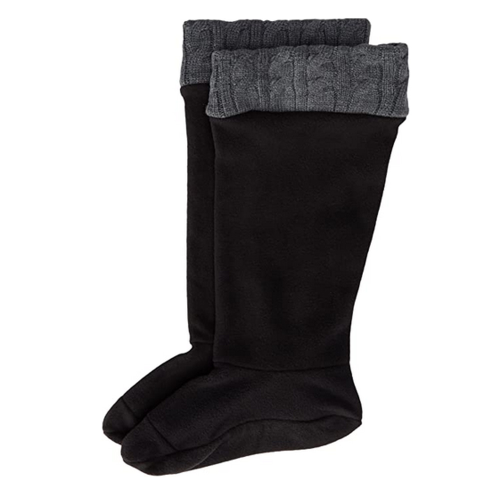 Chooka Women Cable Knit Cuff Fleece Rain Boot Liner Charcoal Size L/XL